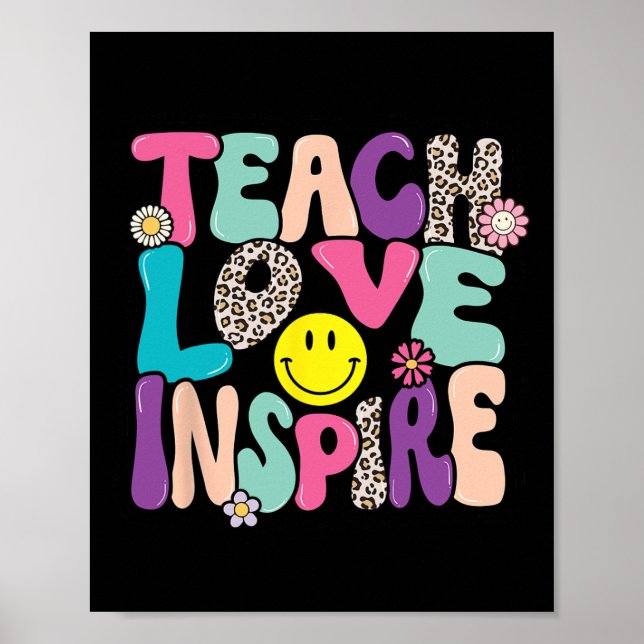Affiche Back to School Teach Love Inspire Retro Teachers (Devant)