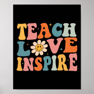 Affiche Back to School Teach Love Inspire Retro Teachers