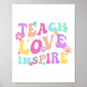 Affiche Back to School Teach Love Inspire Retro Teachers