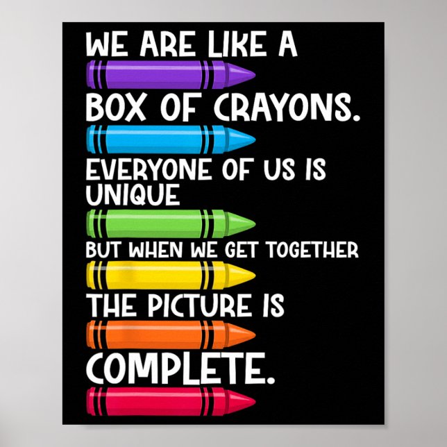 Affiche Back to School Teacher We Are Like A Box Of Crayon (Devant)