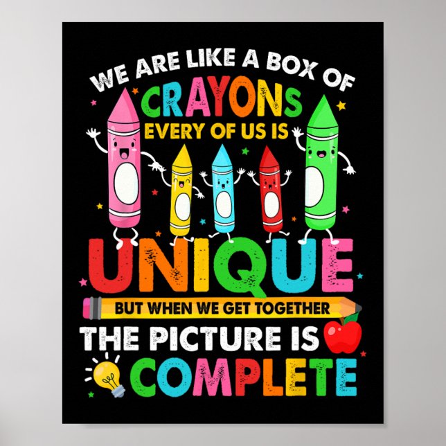 Affiche Back to School Teacher We Are Like A Box Of Crayon (Devant)