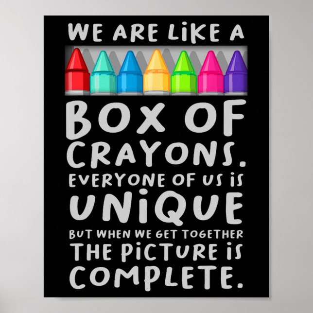 Affiche Back to School Teacher We Are Like A Box Of Crayon (Devant)