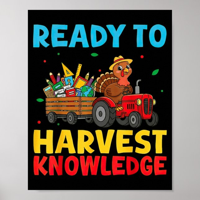 Affiche Back To School Turkey Farming Tractor Farmer Kids  (Devant)