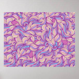Affiche Background with abstract doodle waves 