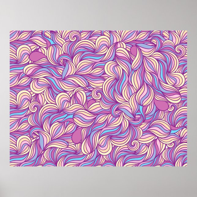 Affiche Background with abstract doodle waves  (Devant)