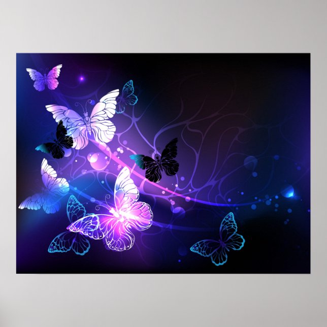 Affiche Background with Night Butterflies (Devant)
