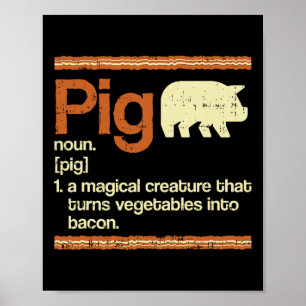 Affiche Bacon cadeau amusant et définition de porc