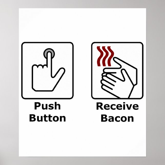 Affiche Bacon de réception du bouton push (Devant)