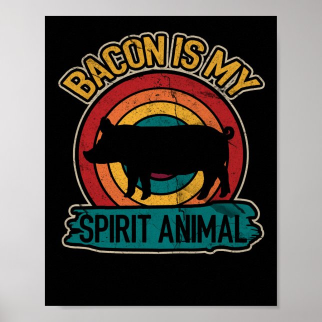 Affiche Bacon est mon esprit Animal Bacon Lover Grilling (Devant)