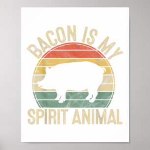 Affiche Bacon Est Mon Esprit Animal Cadeau Retro Bbq Costu