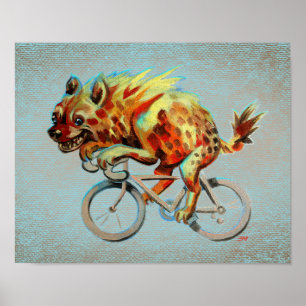 Affiche Badass Hyena À Vélo