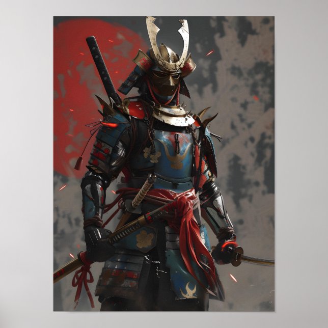 Affiche Badass rouge Samurai (Devant)