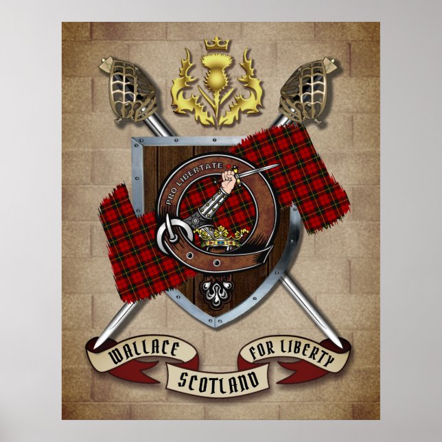 Affiche Badge Clan Wallace W/Crossed Swords (Devant)