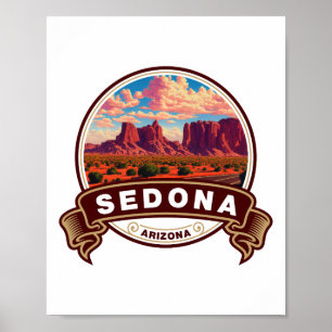 Affiche Badge de voyage coloré Sedona Arizona
