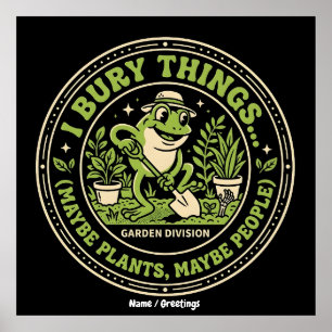 Affiche Badge drôle de grenouille rétro J'enterre des chos