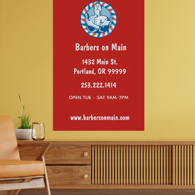 Affiche Badge Retro Barbershop (Salon 2)