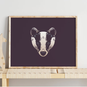 Affiche Badger   Badger Forest Animal Wall Imprimer