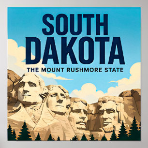 Affiche Badlands du Dakota du Sud Black Hills Mont Rushmor