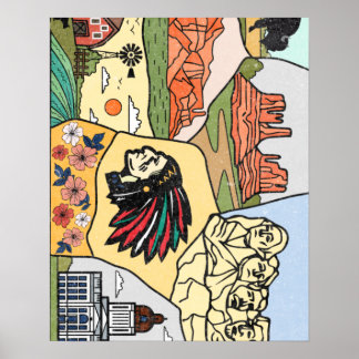 Affiche Badlands Mt Rushmore Black Hills South Dakota Cart