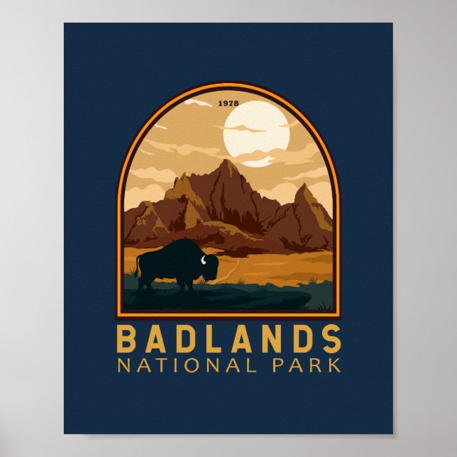 Affiche Badlands National Park Emblem Vintage (Devant)