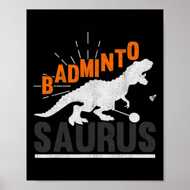 Affiche Badminto Saurus Rex Birdie Shuttle Dinosaur Badmin (Devant)