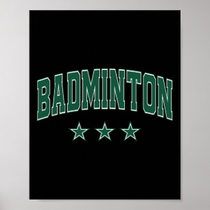 Affiche Badminton All Green Stars Clic Retro Varsity Texte