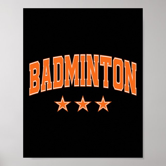 Affiche Badminton All Orange Stars Clic Retro Varsity Text (Devant)