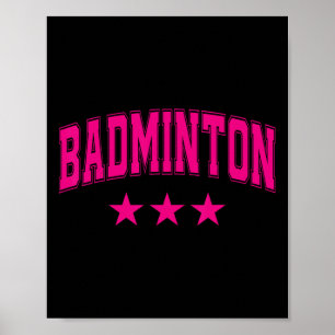 Affiche Badminton All Pink Stars Clic Retro Varsity Texte