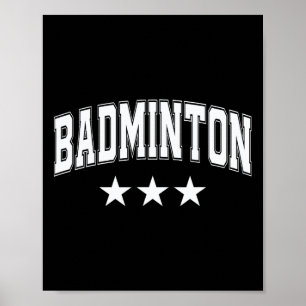 Affiche Badminton All White Stars Clic Retro Varsity Texte