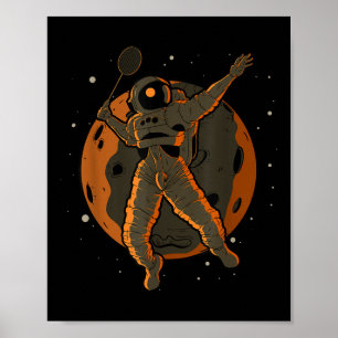 Affiche Badminton Astronaute Espace Extra-Terrestre