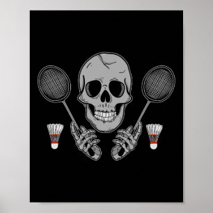 Affiche Badminton Birdie Humour Ventilateur Squelette Horr