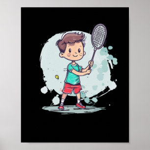 Affiche Badminton Boy Comic Shutter Player