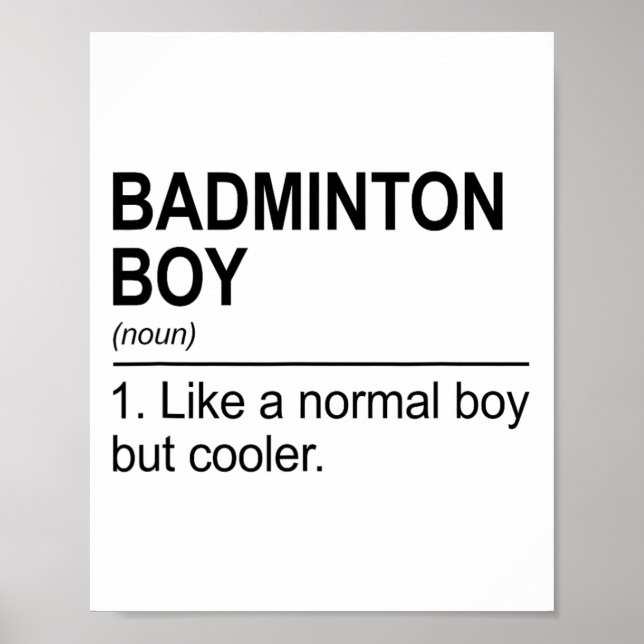 Affiche Badminton Boy Noun Définition Shuttle Badminton Pl (Devant)