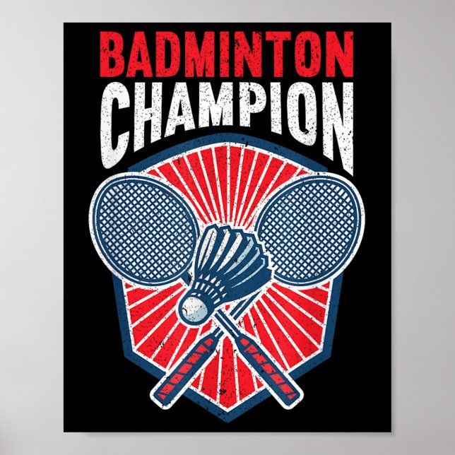 Affiche Badminton Champion Funny Badminton  (Devant)
