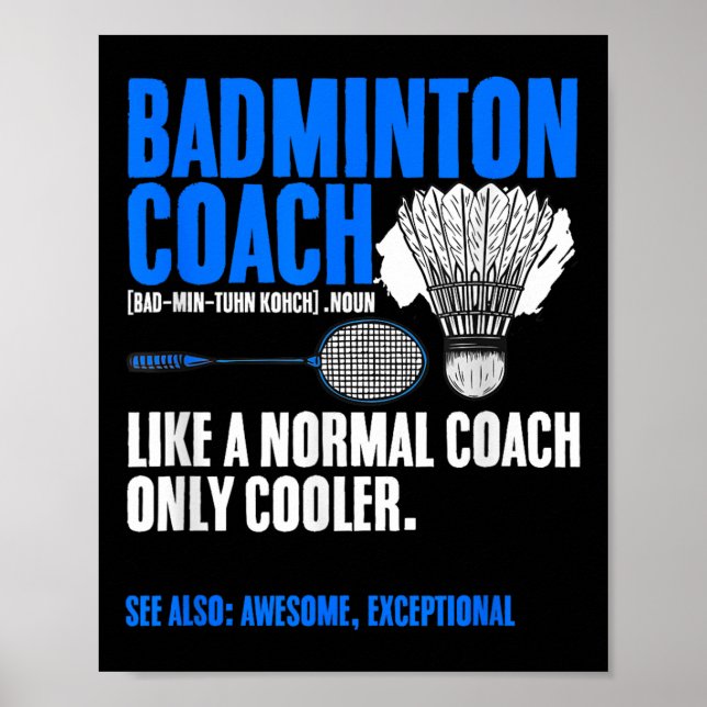 Affiche Badminton Coach Racket Shuttle Hobby Badminton Pla (Devant)