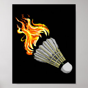 Affiche Badminton coloré flamme navette Art Sports