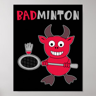 Affiche Badminton Devil Badminton Player Navette Sports Sm
