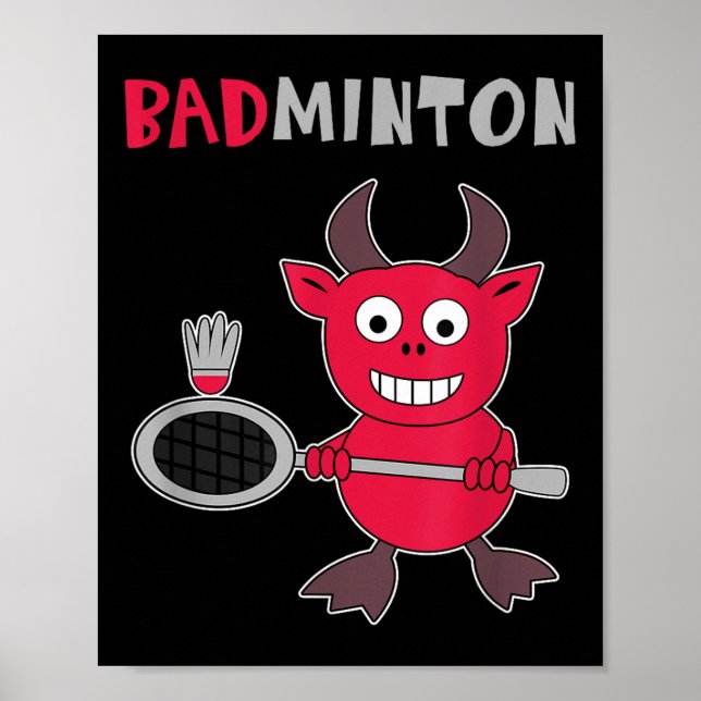 Affiche Badminton Devil Badminton Player Shuttle Sports Sm (Devant)