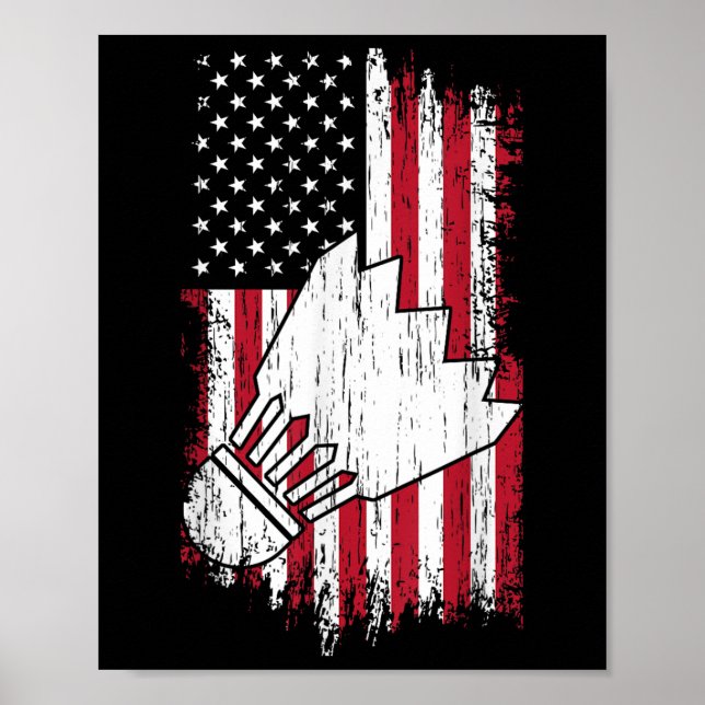 Affiche Badminton - Drapeaux Américains Tees de Badminton  (Devant)