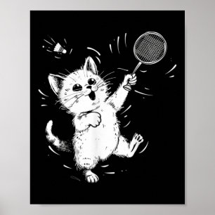 Affiche Badminton drôle Chaton mignon Joueur de badminton
