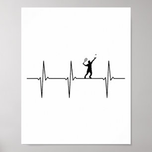 Affiche Badminton Ecg Heartbeat Shuttle Pulse Fréquence 1