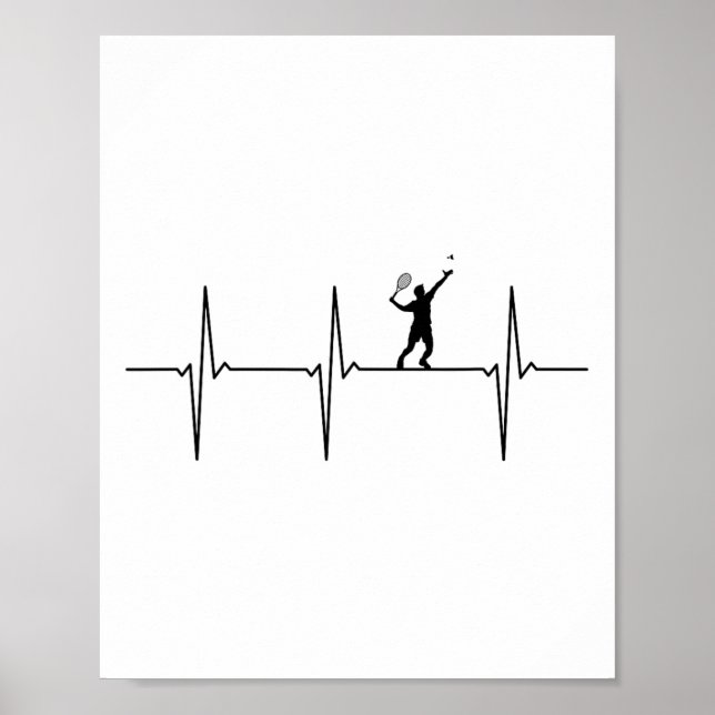 Affiche Badminton Ecg Heartbeat Shuttle Pulse Fréquence 1 (Devant)