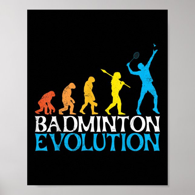 Affiche Badminton Evolution Monkey Badminton Player Badmin (Devant)