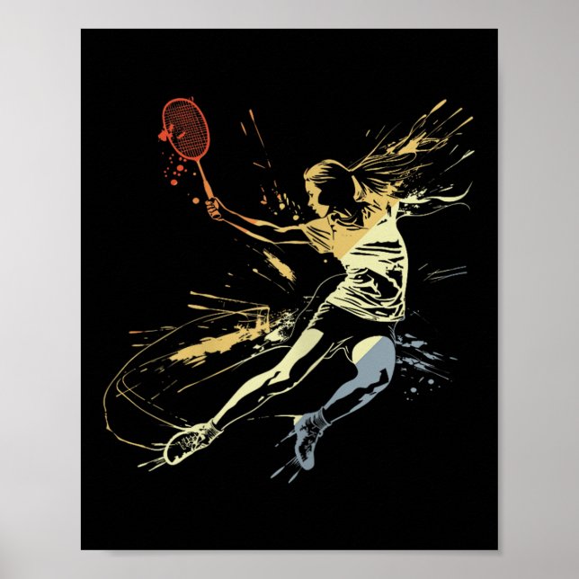 Affiche Badminton Femme Grafitti Jeu De Navette Pour Fille (Devant)