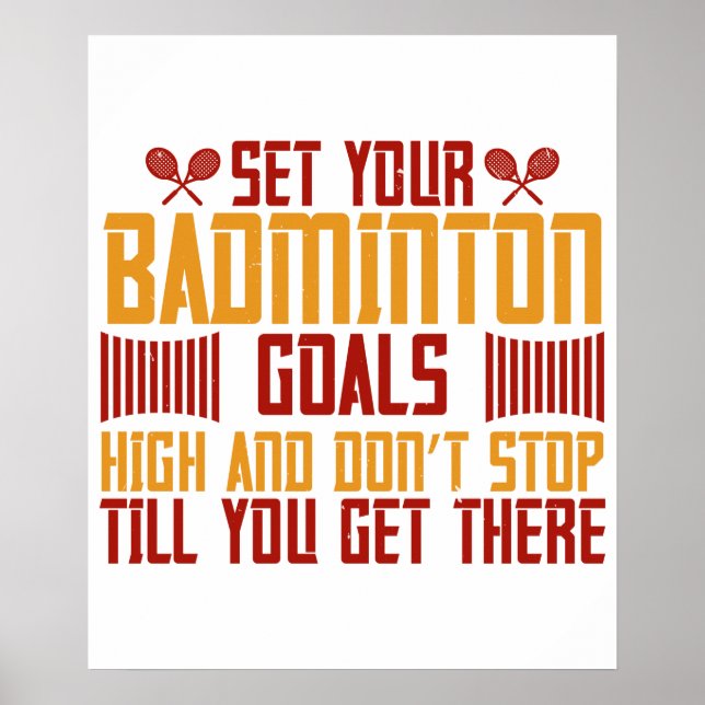 Affiche Badminton - Fixez vos objectifs de badminton très  (Devant)