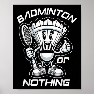 Affiche Badminton Forever Cartoon Shuttle Et Racket Graphe