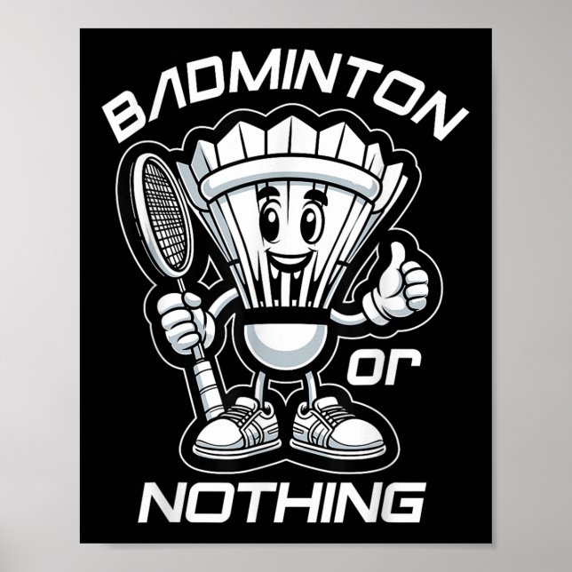 Affiche Badminton Forever Cartoon Shuttle Et Racket Graphe (Devant)