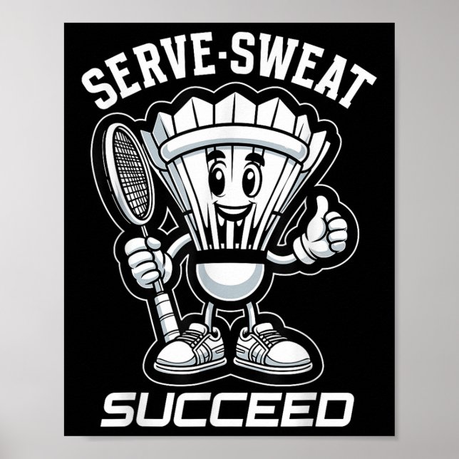 Affiche Badminton Forever Cartoon Shuttle Et Racket Graphe (Devant)