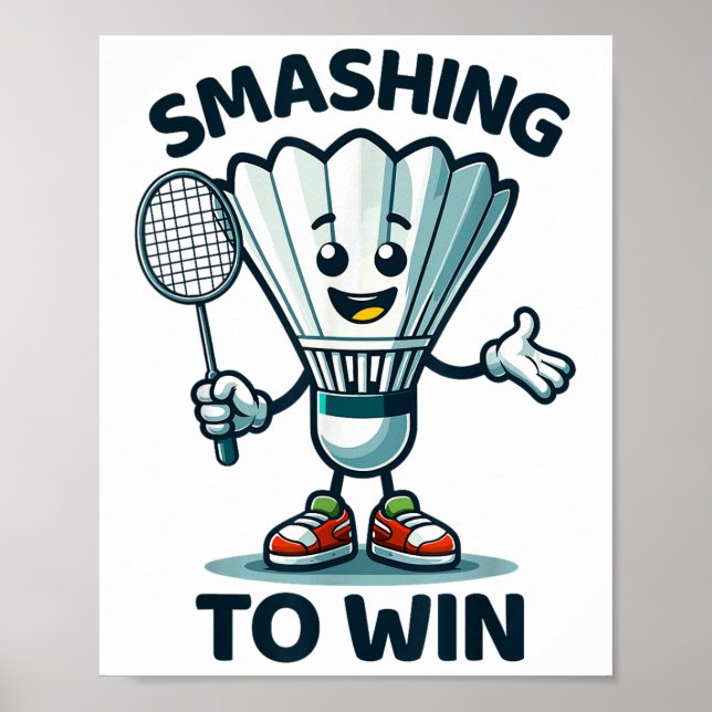 Affiche Badminton Forever Cartoon Shuttle Et Racket Graphe (Devant)