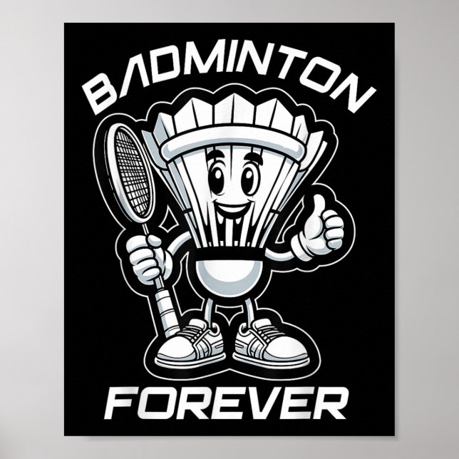 Affiche Badminton Forever Cartoon Shuttle Et Racket Graphe (Devant)